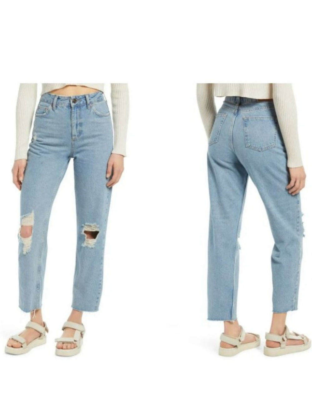BDG Pax Ripped High Waist Jeans Raw Hem in Light Wash Women's Size 29